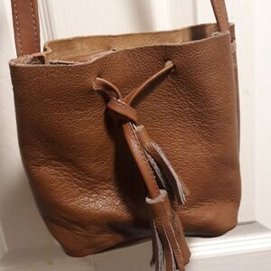 Shaffer Boho Artisan made in USA small leather crossbody bag brown